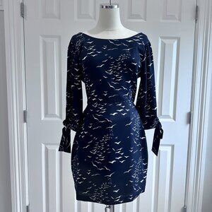BCBG Generation, Birds, Nautical Navy Blue, Balloon sleeve, mini dress, Size 8